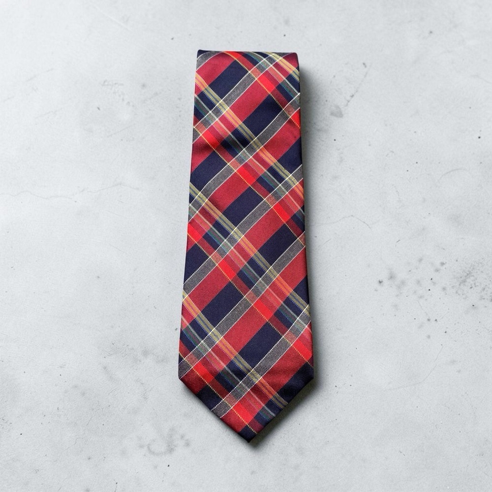 Countess Mara Necktie Plaid Red Navy Tartan Preppy Classic Traditional Dress